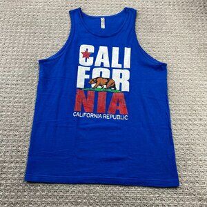 California Republic Shirt Tank Men Large L Blue Sleeveless Tee Graphic Print